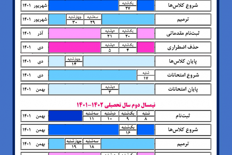 اصلاحیه تقویم آموزشی 1402-1401