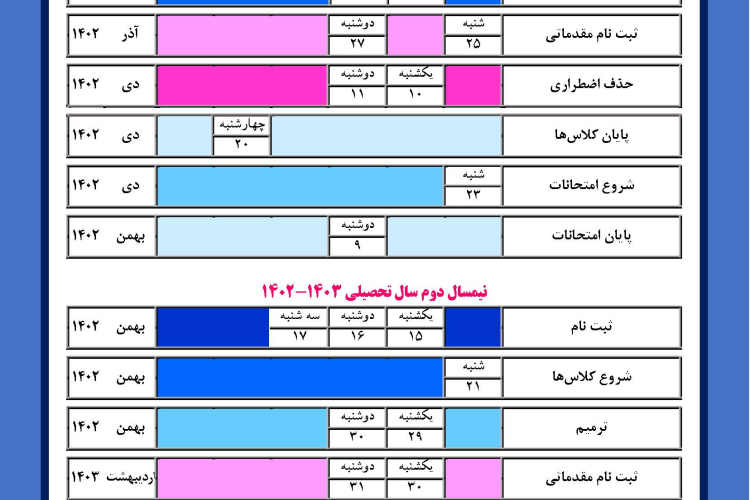 اطلاعیه تقویم آموزشی سال تحصیلی1403-1402