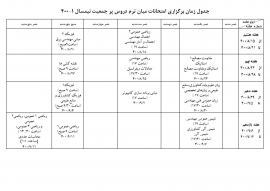 جدول زمان برگزاري امتحانات ميان ترم دروس پر جمعيت نيمسال 1-400